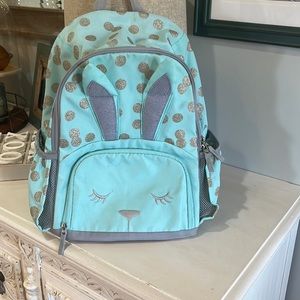 Pottery Barn Kids Critter Aqua Glitter Bunny Large Backpack